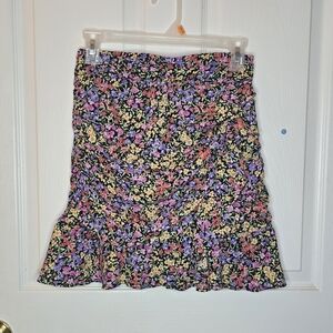 Zara Purple and Blue Ruched Mini Skater Skirt